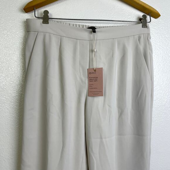 Quince Stretch Crepe Ankle Pants Size 12 Womens Sand Beige Elastic Career NWT - Picture 3 of 9